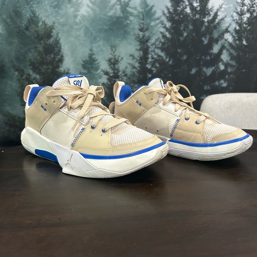 Jordan Air Take 5 Kids Beige and Blue Basketball Sneakers